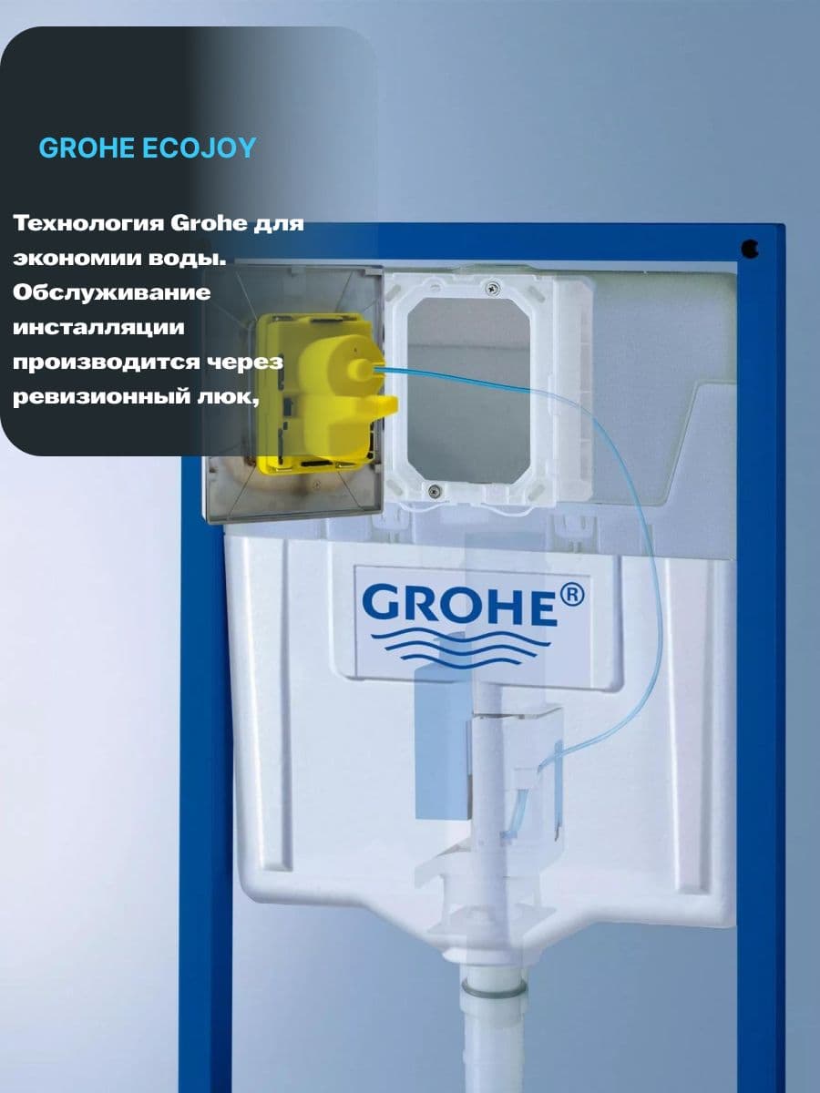 Система инсталляции для подвесного унитаза Grohe Rapid SL 38772001 с прямоугольной хромированной кнопкой, готовое решение 3 в 1 - миниатюра 7