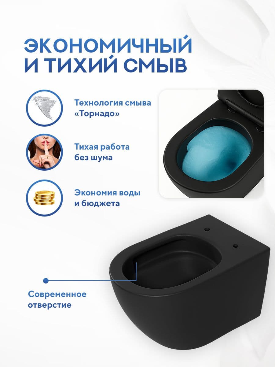 Комплект инсталляции Amore di Mare QuickFit 50114 с унитазом Delio Tornado P203MB-T Matte Black с кнопкой 404CH 7 в 1, Италия - миниатюра 3