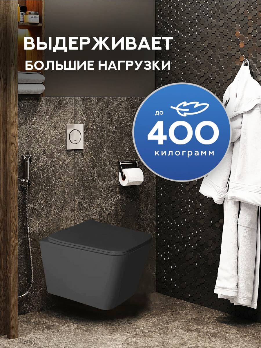Комплект инсталляции Amore di Mare QuickFit 50114 с унитазом Tassaro Tornado P202-MBT с квадратной кнопкой хром 404CH 7 в 1, Италия - миниатюра 10