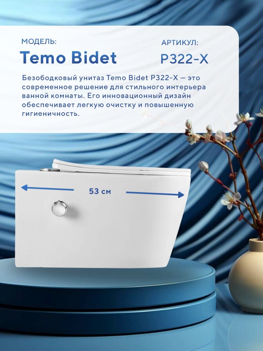 Комплект инсталляции Amore di Mare QuickFit 50114 с унитазом Temo Bidet P322-X с кнопкой 404MB, 7 в 1, Италия - миниатюра 3
