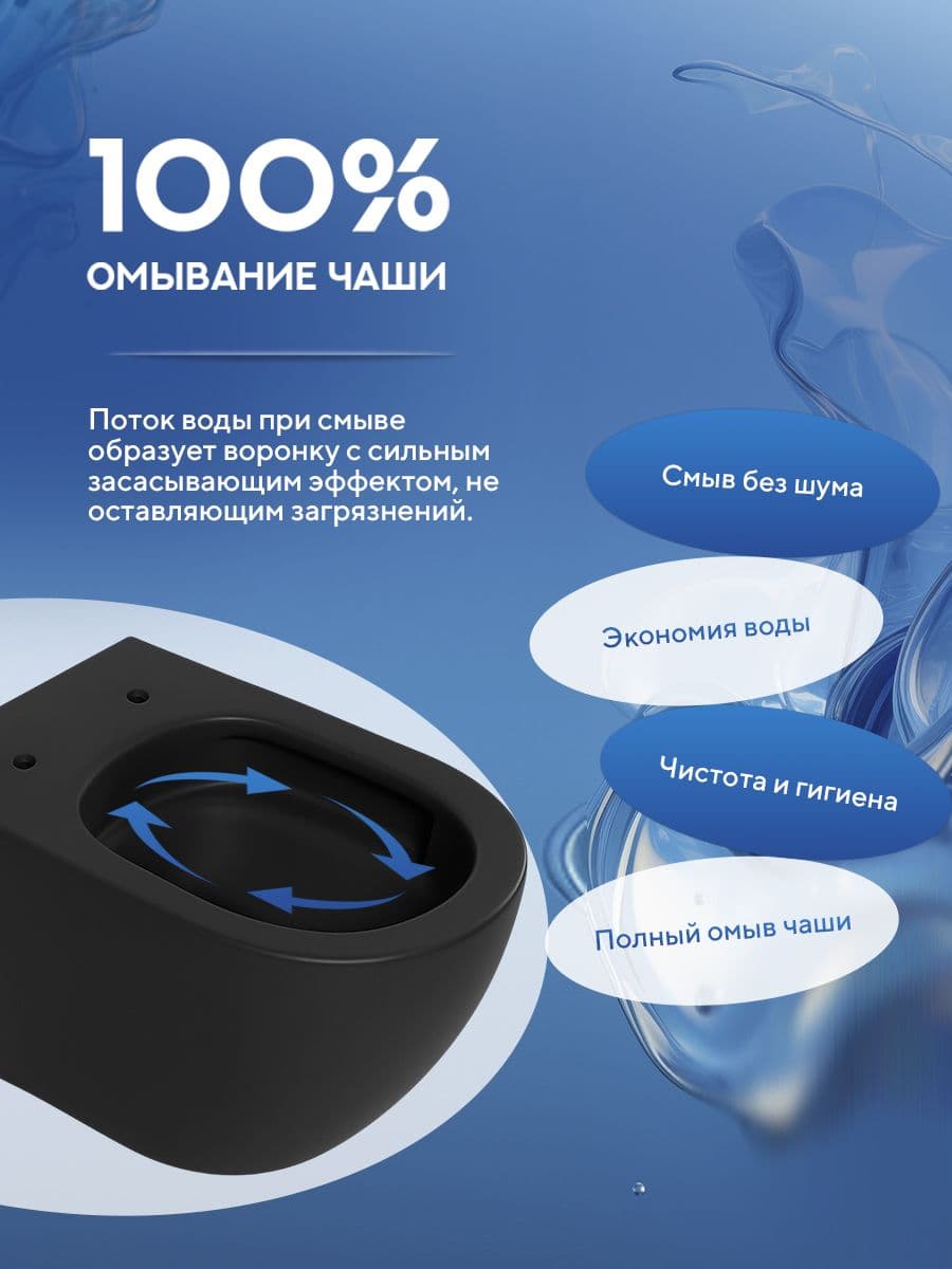 Комплект 6 в 1: инсталляция Grohe Rapid 38772001 + подвесной безободковый матовый унитаз Amore di Mare Delio Tornado P203MB-T Matte Black + сиденье микролифт, кнопка, бачок, крепления - миниатюра 12