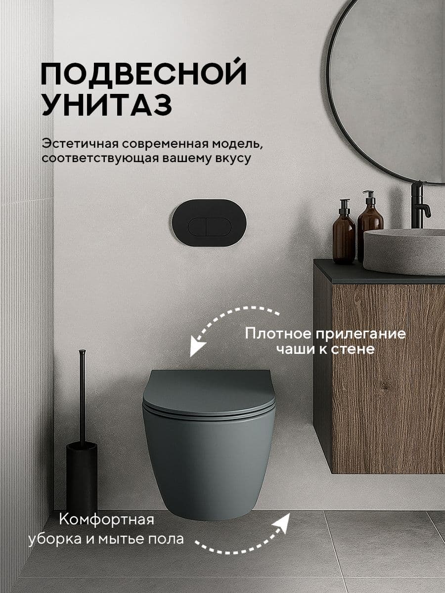 Комплект инсталляции Amore di Mare QuickFit 50114 с унитазом Delio Tornado P203MGR-T Matte Grey с кнопкой 404CH 7 в 1, Италия - миниатюра 5