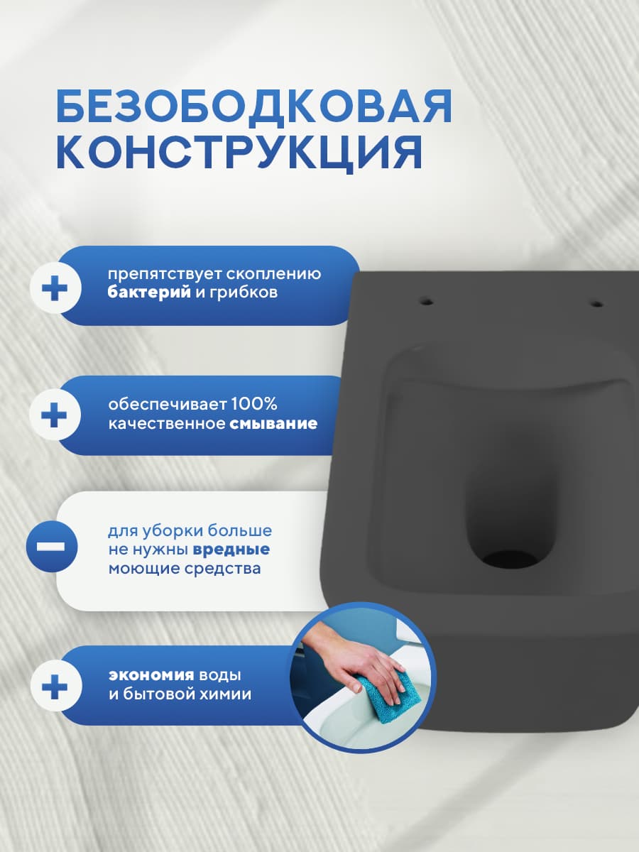 Комплект инсталляции Amore di Mare QuickFit 50114 с унитазом Tassaro Tornado P202MGR-T Matte Grey с кнопкой 404CH 7 в 1, Италия - миниатюра 5
