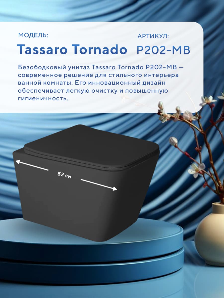 Комплект инсталляции Amore di Mare QuickFit 50114 с унитазом Tassaro Tornado P202-MBT с квадратной кнопкой хром 404CH 7 в 1, Италия - миниатюра 3