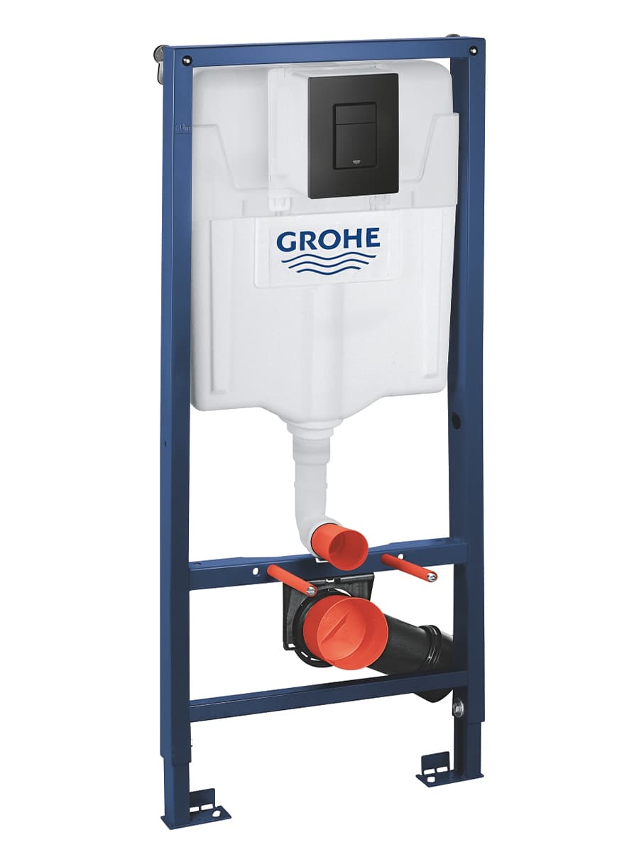 Система инсталляции для подвесного унитаза Grohe 38811KFO с прямоугольной черной кнопкой, готовое решение 3 в 1 - миниатюра 5
