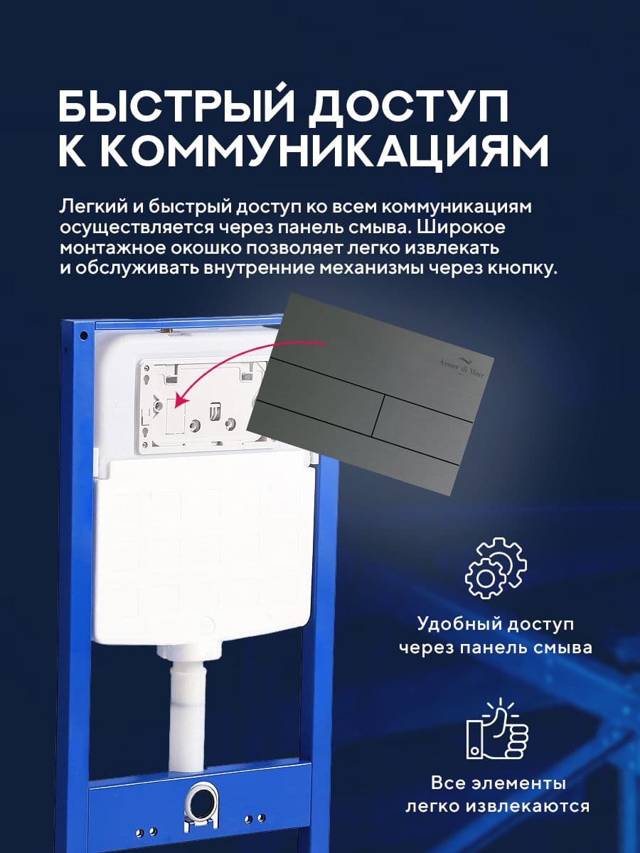 Кнопка смыва 404BN-S для инсталляции Amore di mare QuickFit 50114, двойная прямоугольная, цвет никель - миниатюра 8
