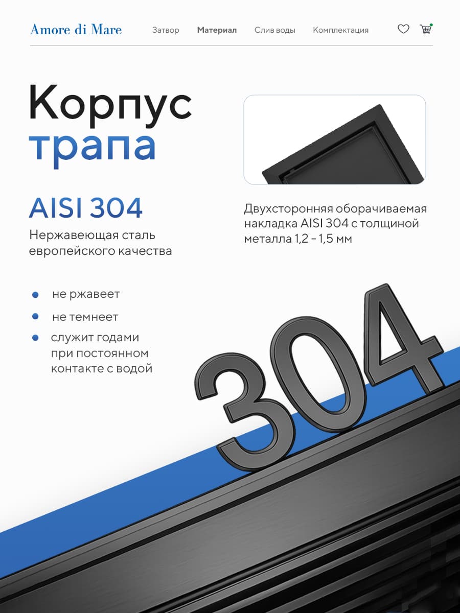 Трап для душа Amore di Mare Picco SD-15B, 150х150 мм, оборачиваемый под плитку, черный - миниатюра 5