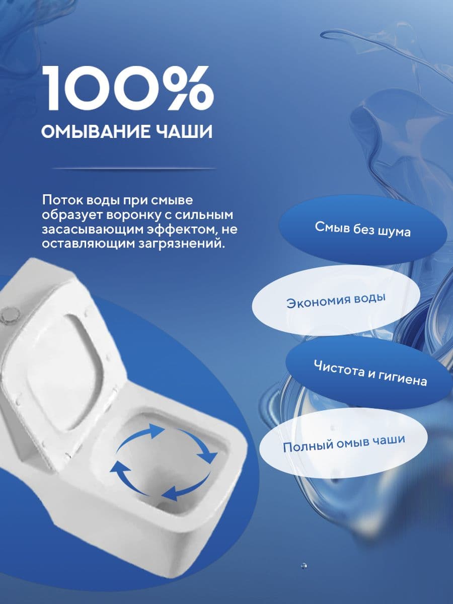 Унитаз напольный безободковый Amore di Mare Tronto N900 квадратный белый итальянский, антивсплеск, фарфоровый, быстросъемное сиденье дюропласт с крышкой микролифт, чаша с антибактериальным покрытием - миниатюра 9