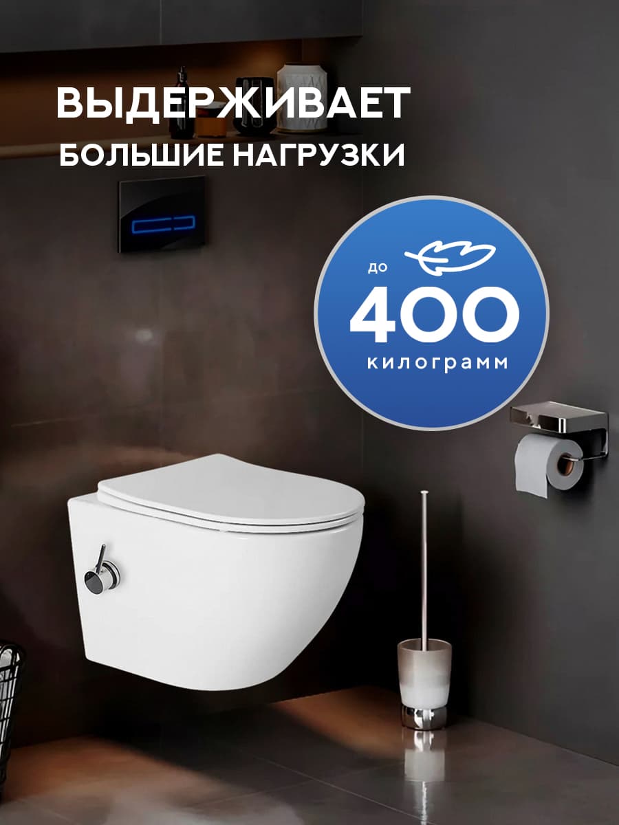 Комплект 7 в 1: инсталляция Tece 9400412 + подвесной безободковый унитаз Amore di Mare Delio Tornado Bidet P203-XT с функцией биде + сиденье микролифт, кнопка, бачок, крепления - миниатюра 10