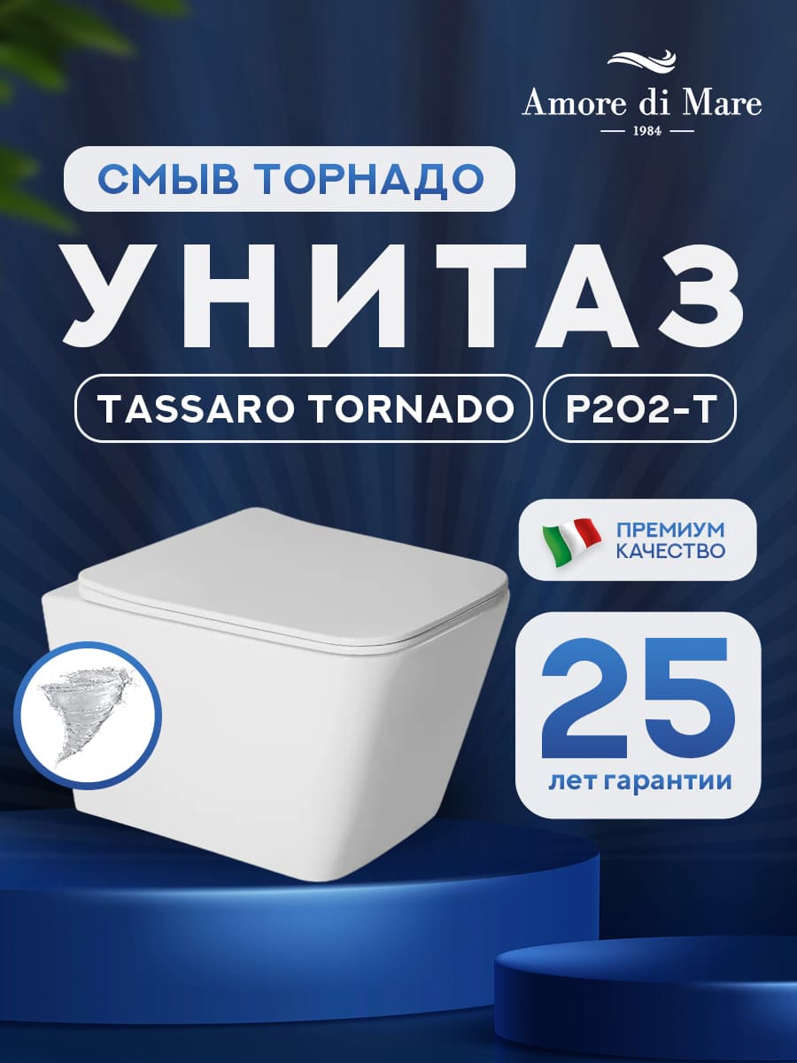 Комплект инсталляции Amore di Mare QuickFit 50114 с унитазом Tassaro Tornado P202-T с кнопкой 404BN-S 7 в 1, Италия - миниатюра 2